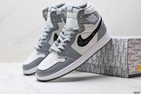 Dior x Nike Air Jordan 1 High OG Basketball shoes Non-slip, wear-resistant skate shoes