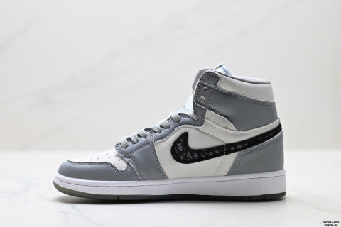 Dior x Nike Air Jordan 1 High OG Basketball shoes Non-slip, wear-resistant skate shoes