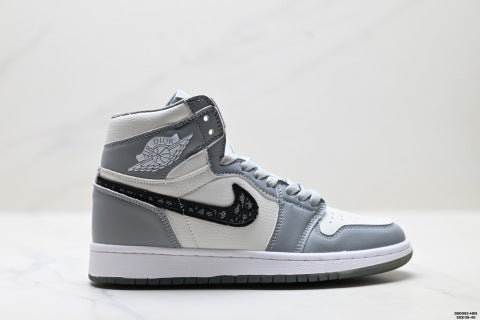 Dior x Nike Air Jordan 1 High OG Basketball shoes Non-slip, wear-resistant skate shoes