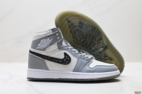 Dior x Nike Air Jordan 1 High OG Basketball shoes Non-slip, wear-resistant skate shoes